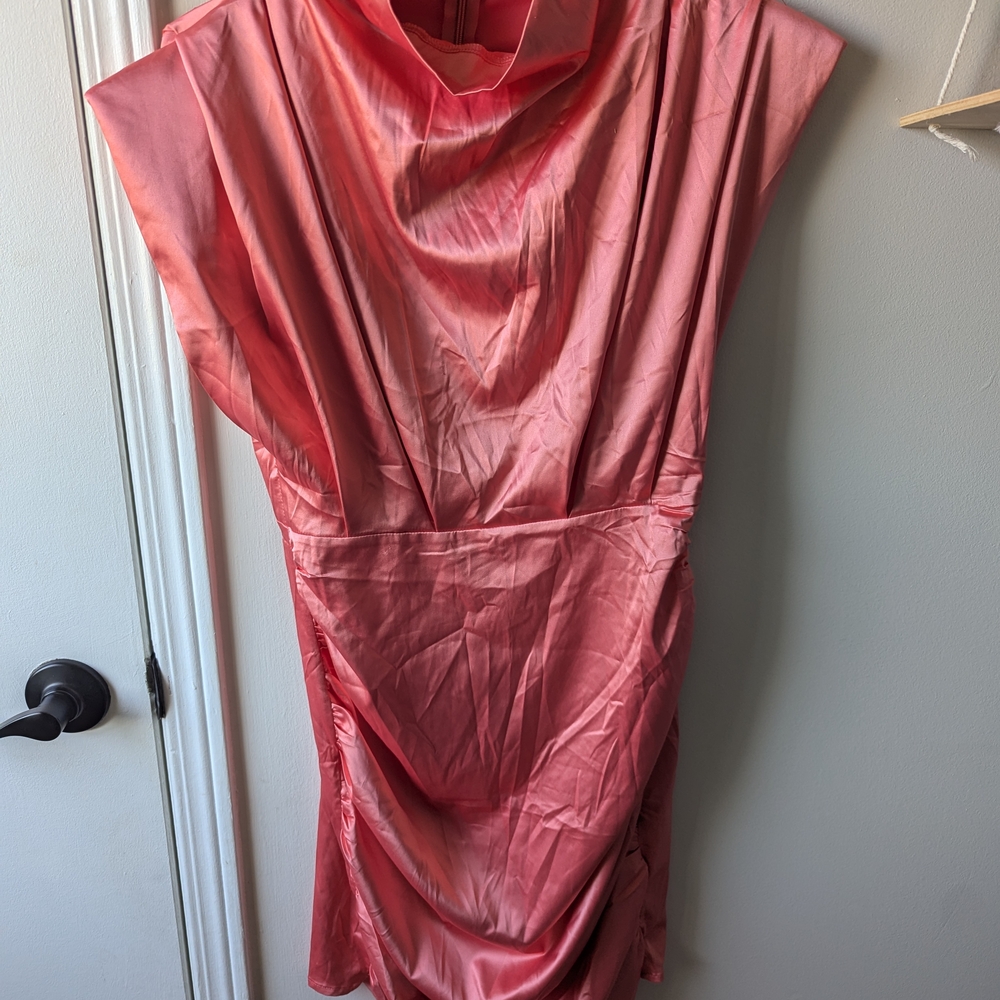NWOT Stylish Coral Satin Dress